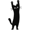 Schwarze Katze Streckpose