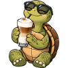 Schildkröte mit Latte Macchiato