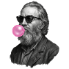Walt Whitman mit Pinker Bubble