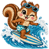 Surfendes Streifenhörnchen – Stickmotiv Optik 