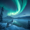 Arktische fox_ Nordlichter