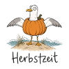 Herbstzeit – Lustige Möwe im Kürbis