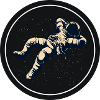 Schwebender Astronaut im Sternenkreis