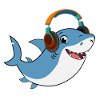 Shark DJ mit Kopfhörern