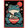 Frosch-Nudelphone Retro-Poster