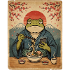 Frosch im Kimono-Nudel-Sonnenuntergang