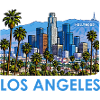 Los Angeles Skyline Palmen Illustration