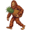 Bigfoot trägt Ananas