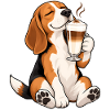 Beagle mit Latte Macchiato