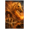 Mustangs im Canyonfluss bei Sonnenuntergang