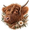 Cute Highland Cow Flower 