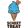 Blaue Eiscreme Schriftzug