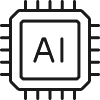 KI-Mikrochip-Liniensymbol