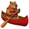 Capybara beim Kanufahren