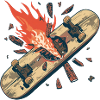 Skate Skateboard, kaputtes Müllfeuer