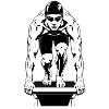 Schwarzweiß Schwimmer am Startblock