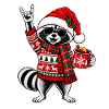 Rockiger Weihnachts Waschbär mit Glühwein