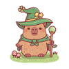 Niedlicher Capybara-Druidenzauberer mit magischem Stab