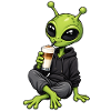 Alien mit Latte Macchiato