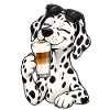 Dalmatiner mit Latte Macchiato