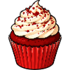 Roter Cupcake mit Sahnecreme