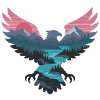 Adler über Neonlandschaft
