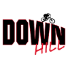 Downhill: Dunkelroter Outline-Stil für Biker 