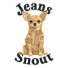 Beiger Kurzhaar-Chihuahua im Jeans-Flicken-Stil