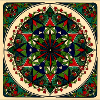 Blumenmandalas, grün, rot, blau,