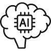 KI-Gehirn-Künstliche Intelligenz-Linien-Symbol