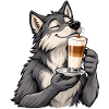 Wolf mit Latte Macchiato