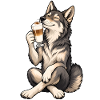 Wolfshund mit Latte Macchiato
