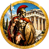 Spartanischer Krieger vor Tempel