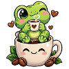 Kawaii Kaffeemaschine Frosch