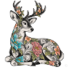 Blumenverzierter Hirsch mit Ornamenten