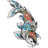 Koi Blüten Ornament
