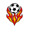 Fußball mit einer kräftigen Flammenkrone