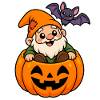 Kuscheliger Gnom im Kürbis Halloween