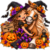 Kuschelige Halloween-Hexe & Pony