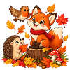 Herbst Waldtiere