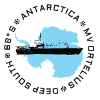 Antarktis-Silhouette mit Explorer-Schiff