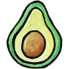 Aquarell Avocado-Scheibe