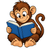 Süßer Affe beim Lesen – Bücherwurm