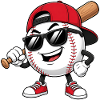 Cooler Baseball mit Schläger & Sonnenbrille