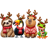 Lustige Weihnachtstiere mit Rentiergeweih