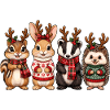 Waldtiere mit Rentiergeweih – Weihnachten