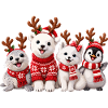 Fröhliche Weihnachtstiere mit Rentiergeweih