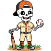 Niedlicher Skelett-Baseballspieler Spooky Halloween