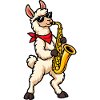 Lama mit Saxophon