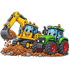 Fröhliches Baumaschinen-Duo